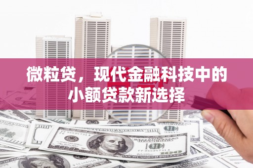 城中微粒贷，现代金融科技中的小额贷款新选择